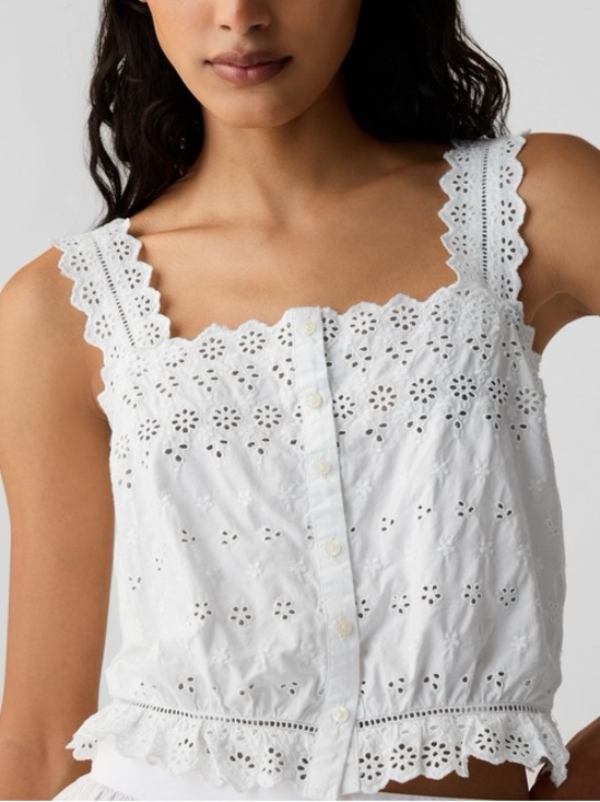 Gap x DOEN Tops - Gap x DÔEN Eyelet Crop Top